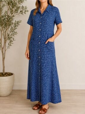 David Dart | Dresses | David Dart Blue Vintage Textured Tencel Maxi Dress